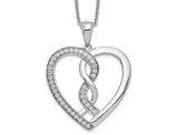 'Hearts Joined Together' Pendant Necklace in Sterling Silver with Chain with Synthetic Cubic Zirconas